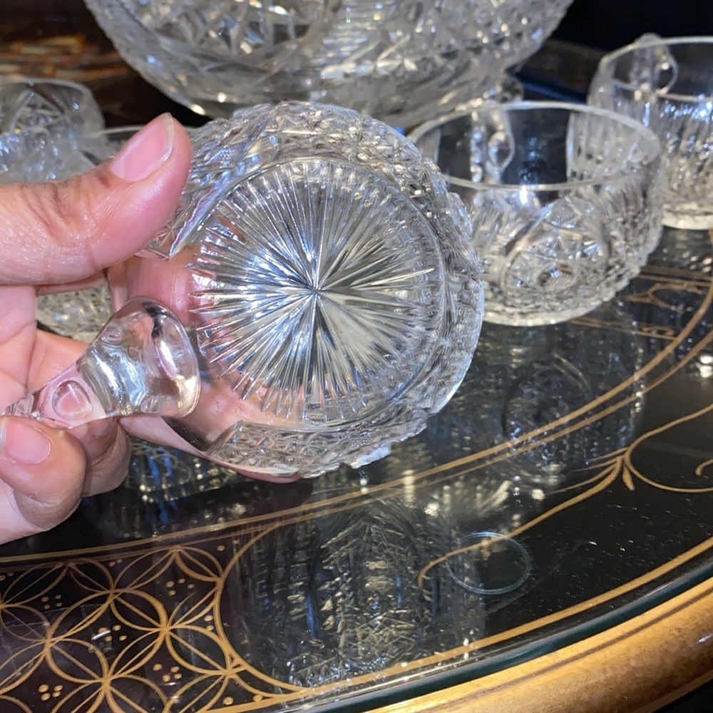 Vintage Waterford punch bowl with lid and 6 glasses - Picture 3 of 7